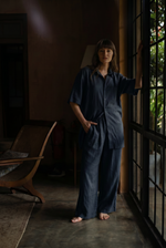 Load image into Gallery viewer, Navy Linen Beach Shirt
