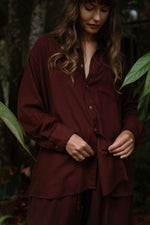 Load image into Gallery viewer, Maroon Linen Long Sleeve Shirt
