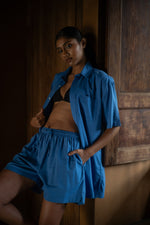 Load image into Gallery viewer, Bright Blue Linen Shorts
