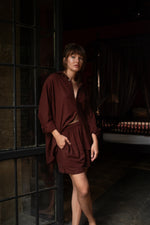 Load image into Gallery viewer, Maroon Linen Shorts
