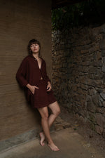 Load image into Gallery viewer, Maroon Linen Shorts
