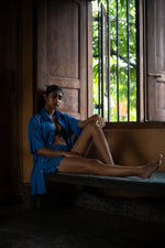 Load image into Gallery viewer, Bright Blue Linen Shorts
