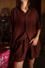 Load image into Gallery viewer, Maroon Linen Beach Shirt
