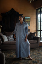 Load image into Gallery viewer, Maxi Shirt Dress - Blue Pin Stripe
