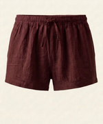 Load image into Gallery viewer, Maroon Linen Shorts
